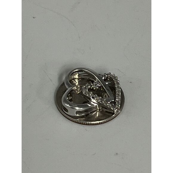 Beautiful 10k White Gold Diamond Open Heart Pendant - Picture 11 of 16